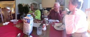 family eating breakfast casserole